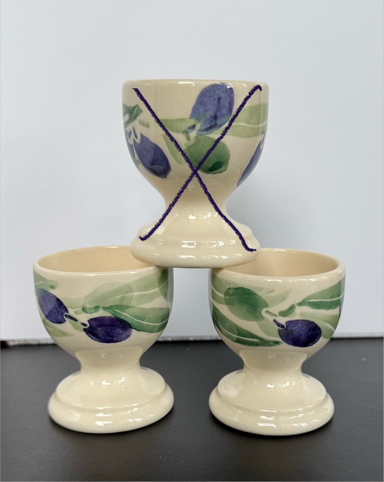 Emma Bridgewater eggcups ‘olives’, Overige typen, Ophalen of Verzenden, Zo goed als nieuw, Emma Bridgewater