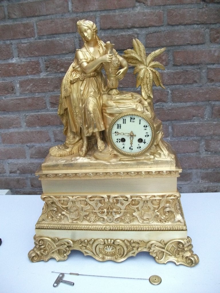 Super Grote Antieke Pendule uit 1827, vuur verguld., Antiek en Kunst, Ophalen of Verzenden