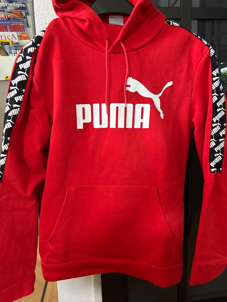 Puma Hoodie Rood met Logo en Banden- maat M, Ophalen of Verzenden, Zo goed als nieuw, Maat 48/50 (M), Rood