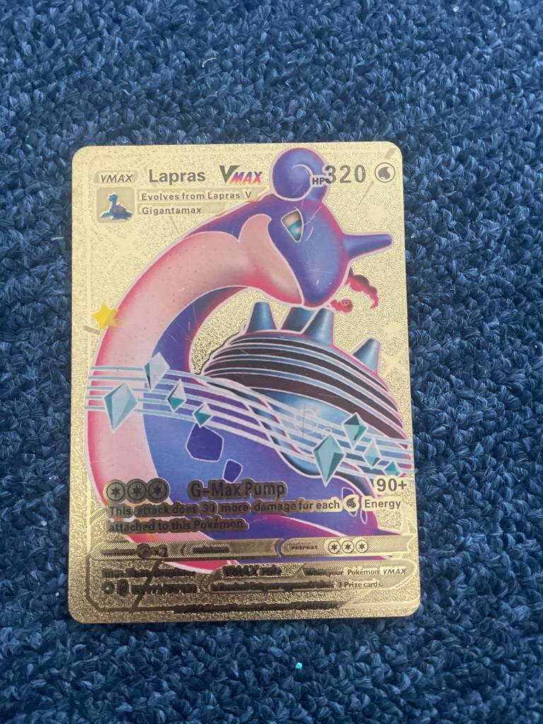 Lapras VMAX Gouden Pokémon Kaart - Zeldzaam, Ophalen of Verzenden, Zo goed als nieuw, Losse kaart, Foil