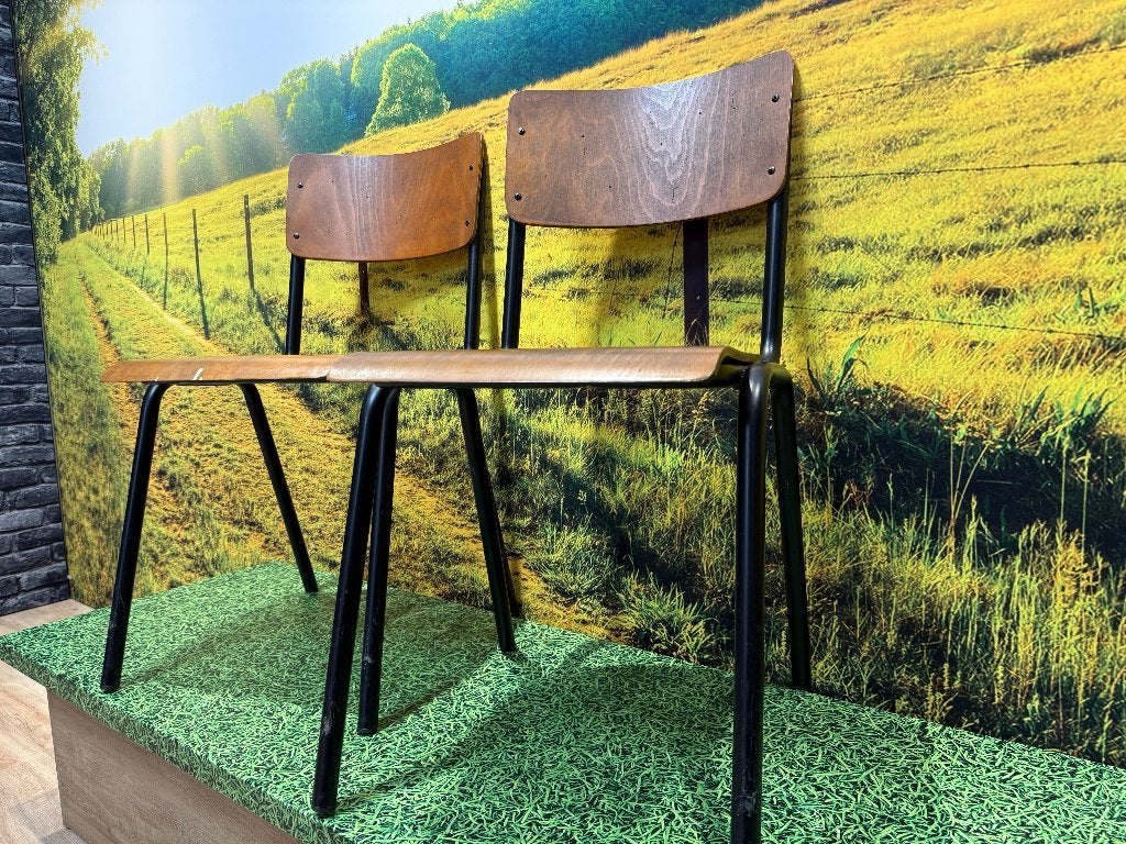 Vintage houten stoelen, Gebruikt, Zwart, Vintage, Ophalen of Verzenden