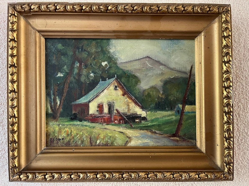 Boerderij met lijst, Ophalen, Origineel werk, Olieverf