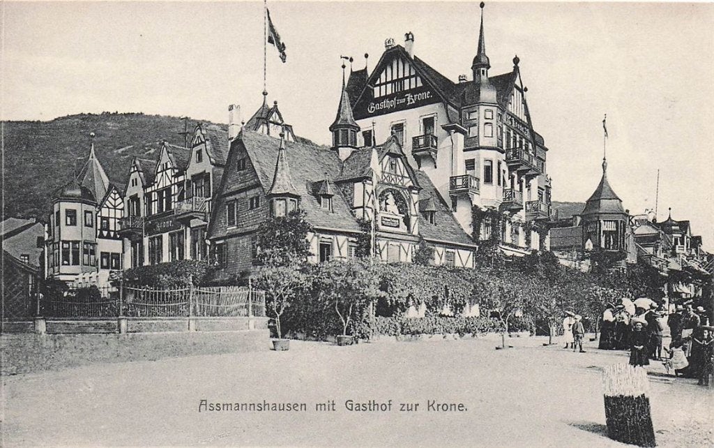 702-121-031 Assmannshausen Mit Gasthof Zur Krone, Verzenden, Voor 1920, Duitsland