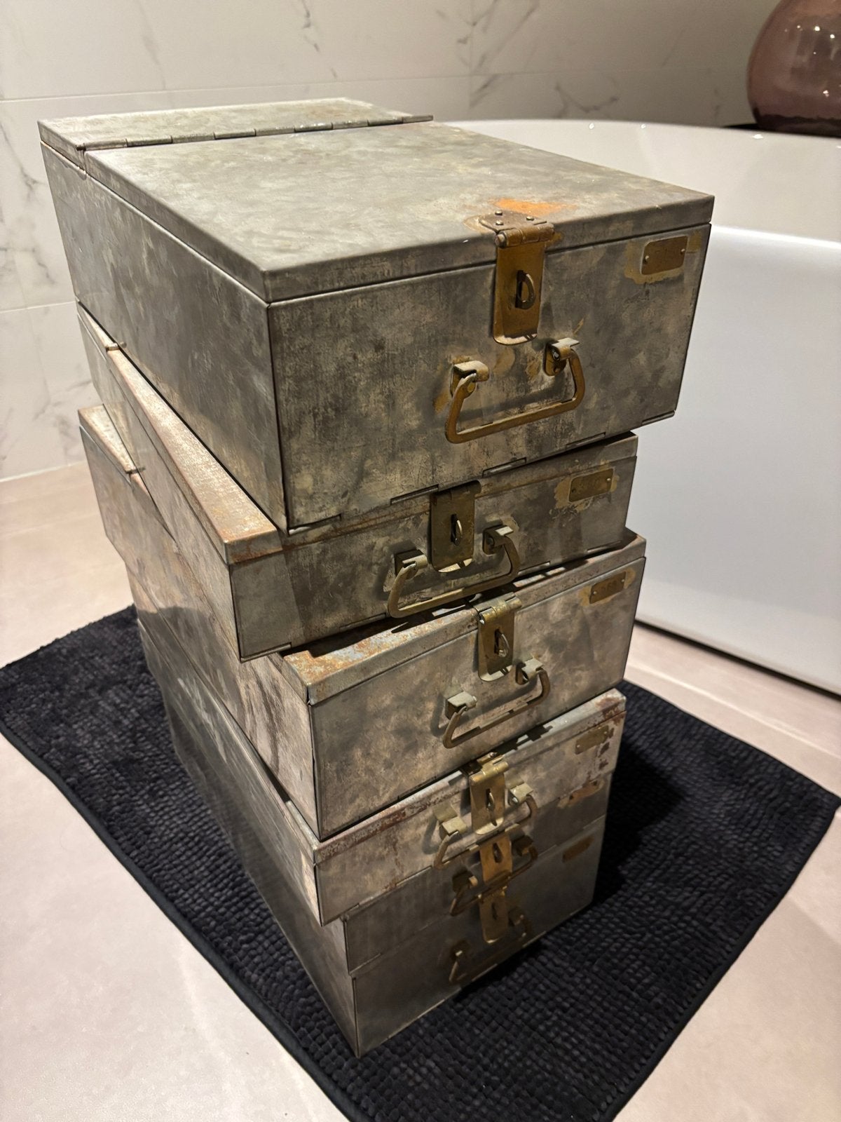 Vintage metalen bank kluislades - Set van 6, Ophalen