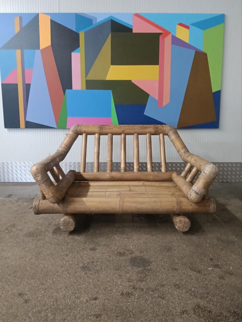 Vintage Bamboe Bankje, Ophalen of Verzenden