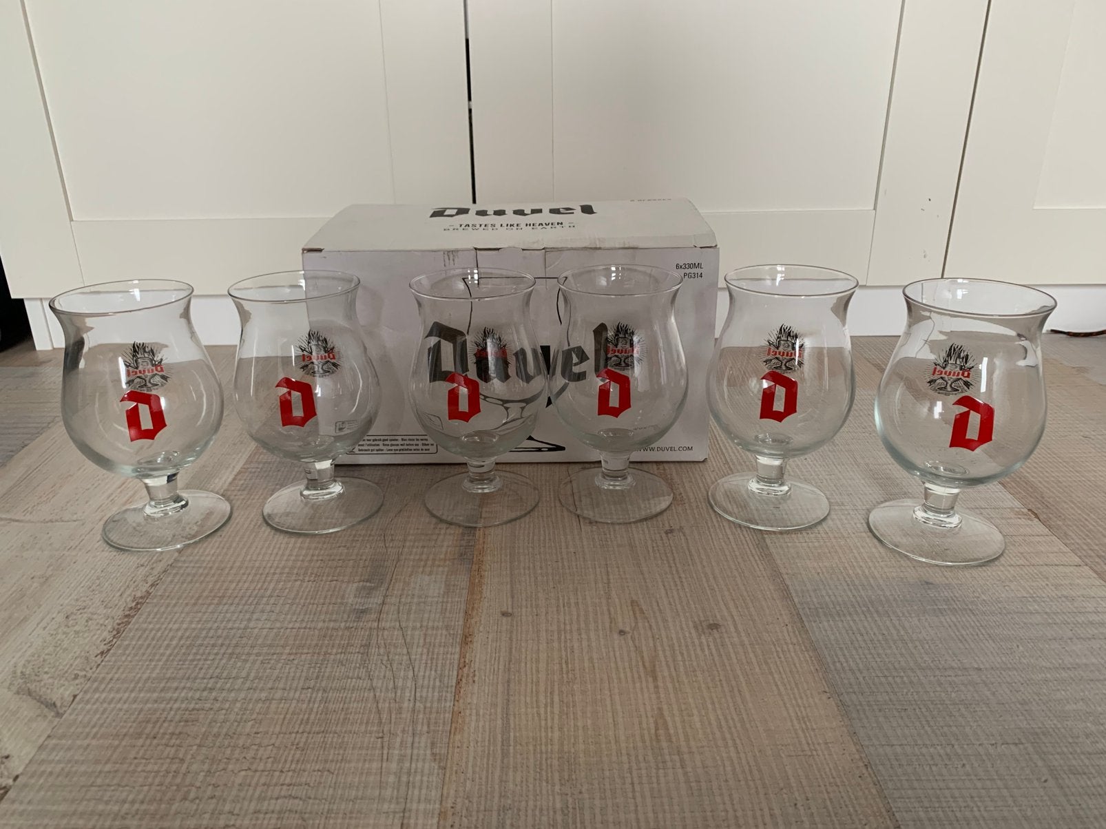 6x Duvel glazen nieuw in doos, Ophalen of Verzenden, Nieuw, Glas of Glazen, Duvel