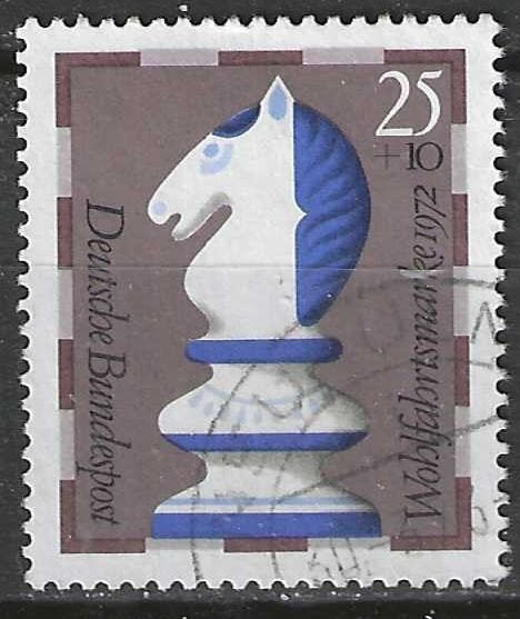 Duitsland Bundespost 1972 - Yvert 592 - Schaken (ST), Verzenden, BRD, Gestempeld