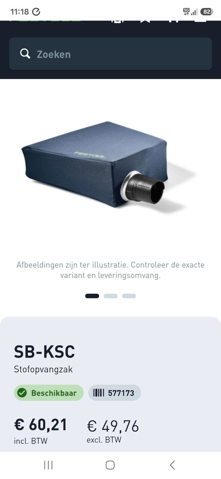 Festool SB-KSC Stofopvangzak voor Afkortzagen, Ophalen