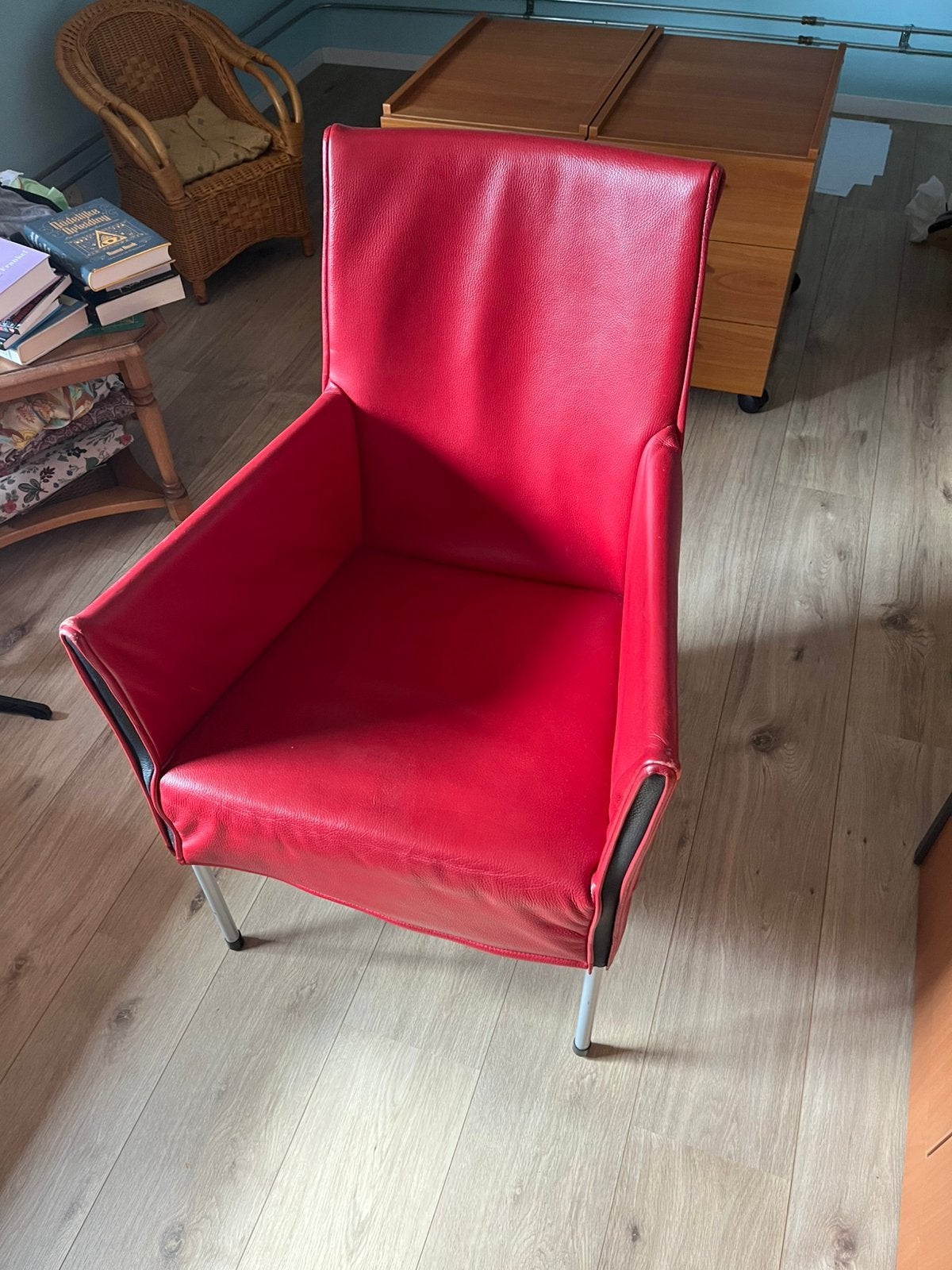 rode fauteuil leer, Ophalen, Gebruikt, 50 tot 75 cm, Leer