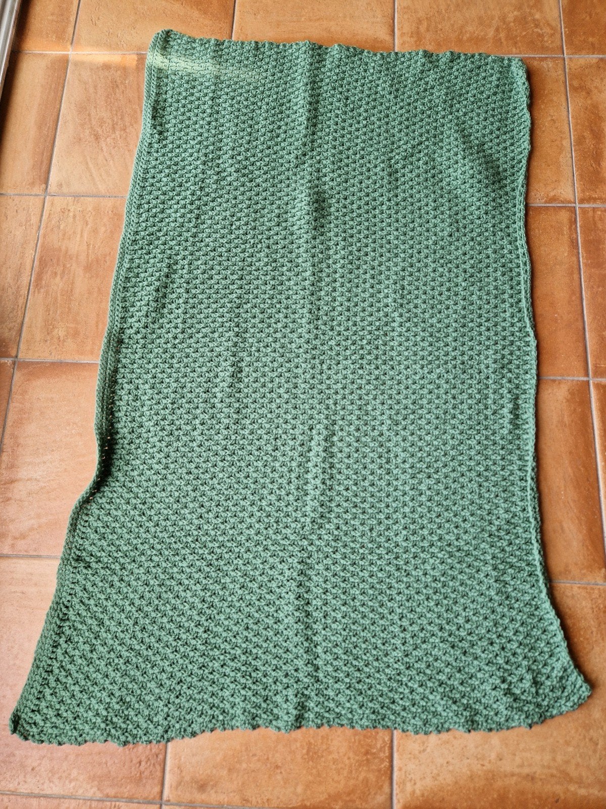 Handgemaakte gehaakte plaid - Groen, 135 cm, Ophalen of Verzenden, 97 cm, Overige materialen