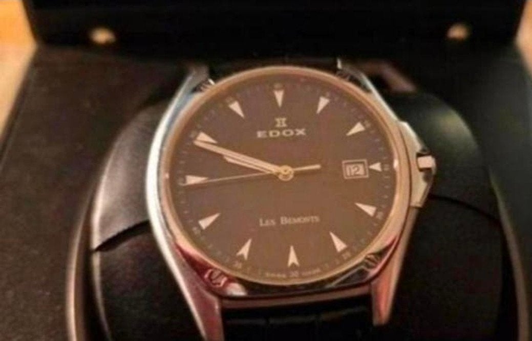 Edox Les Bemonts Ultra Slim Quartz Herenhorloge, Sieraden, Tassen en Uiterlijk, Horloges | Heren, Leer, Staal, Polshorloge, Zo goed als nieuw