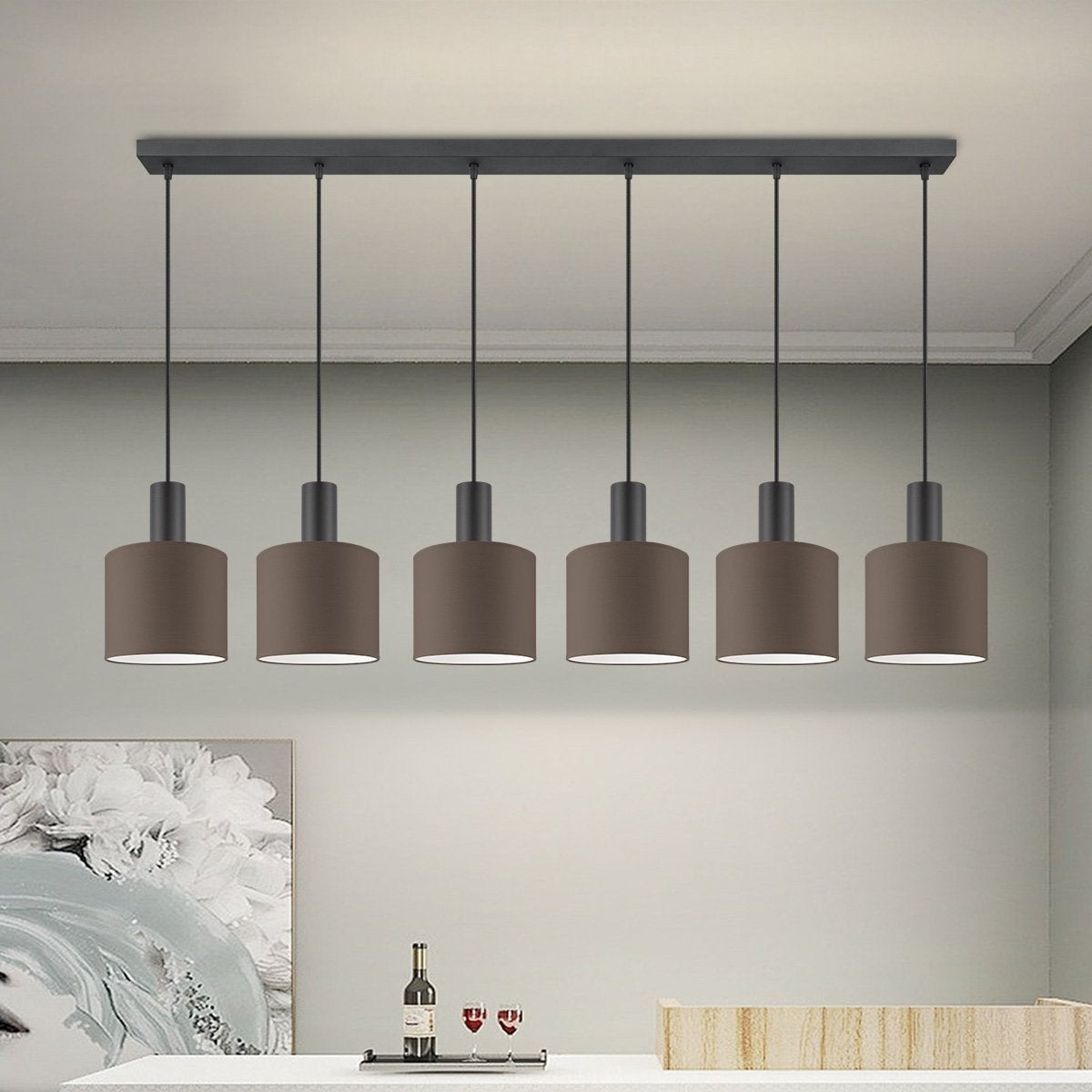 Home Sweet Home 6L hanglamp balk - Exclusief kappen, D, Nieuw, Ophalen of Verzenden, D