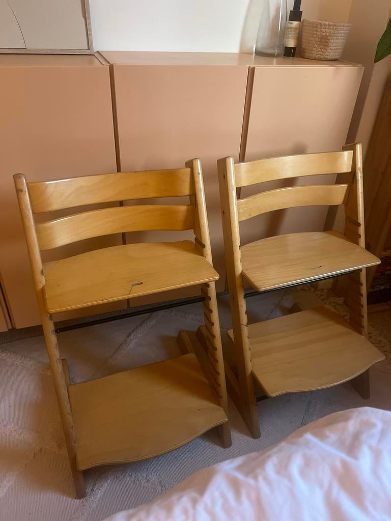 Twee originele Trip Trap meegroeistoelen, Ophalen, Gebruikt, Meegroeistoel, Aanschuifbaar