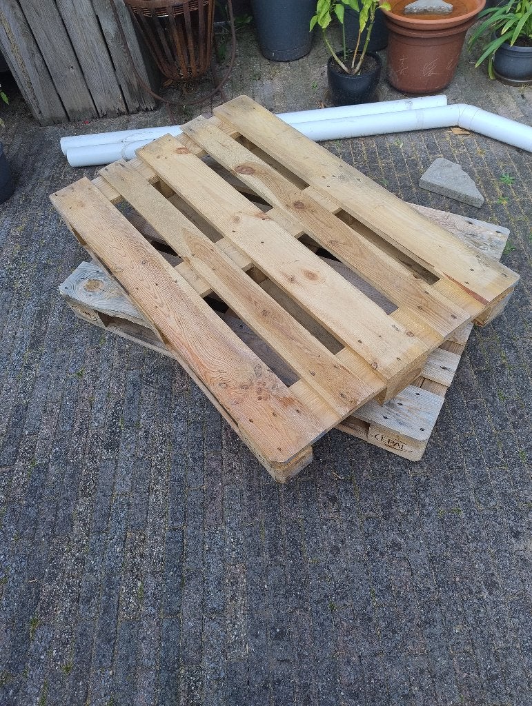 Europallets gratis af te halen, Doe-het-zelf en Verbouw, Hout en Planken, Ophalen, 25 tot 50 mm, Zo goed als nieuw, Pallet