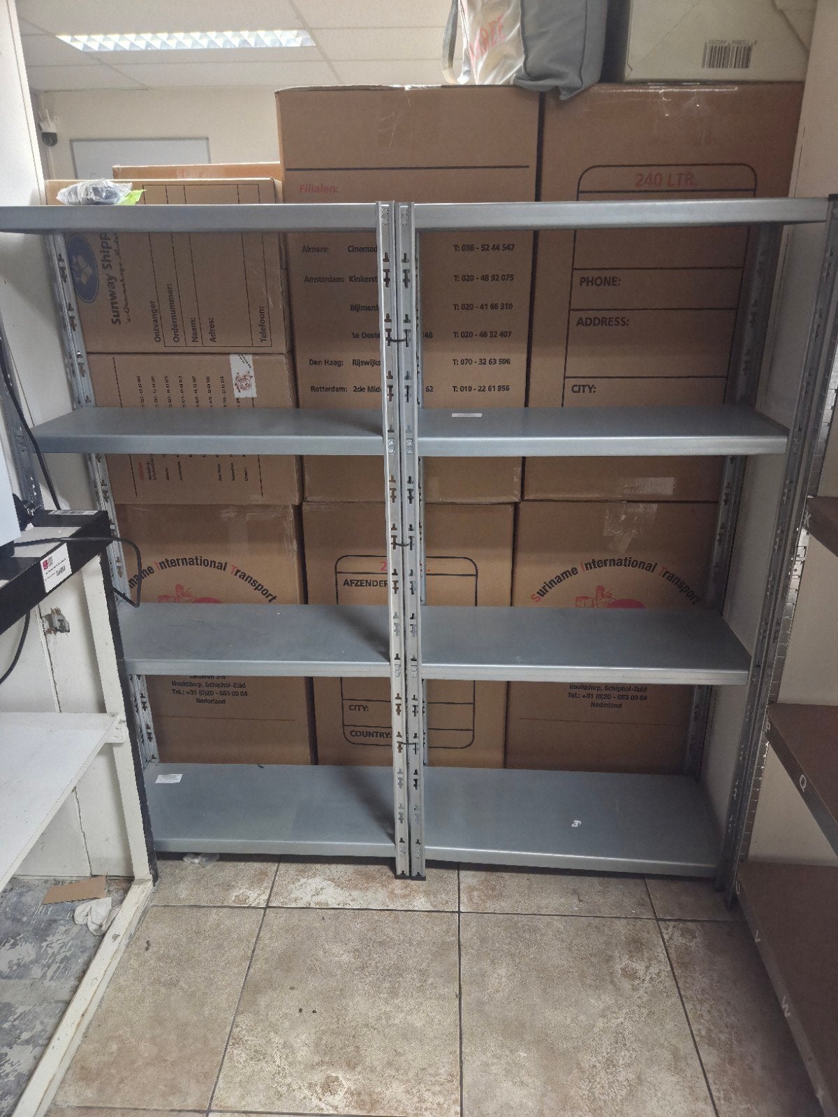 Stevige metalen stellingkast met 4 planken, Ophalen of Verzenden, Gebruikt