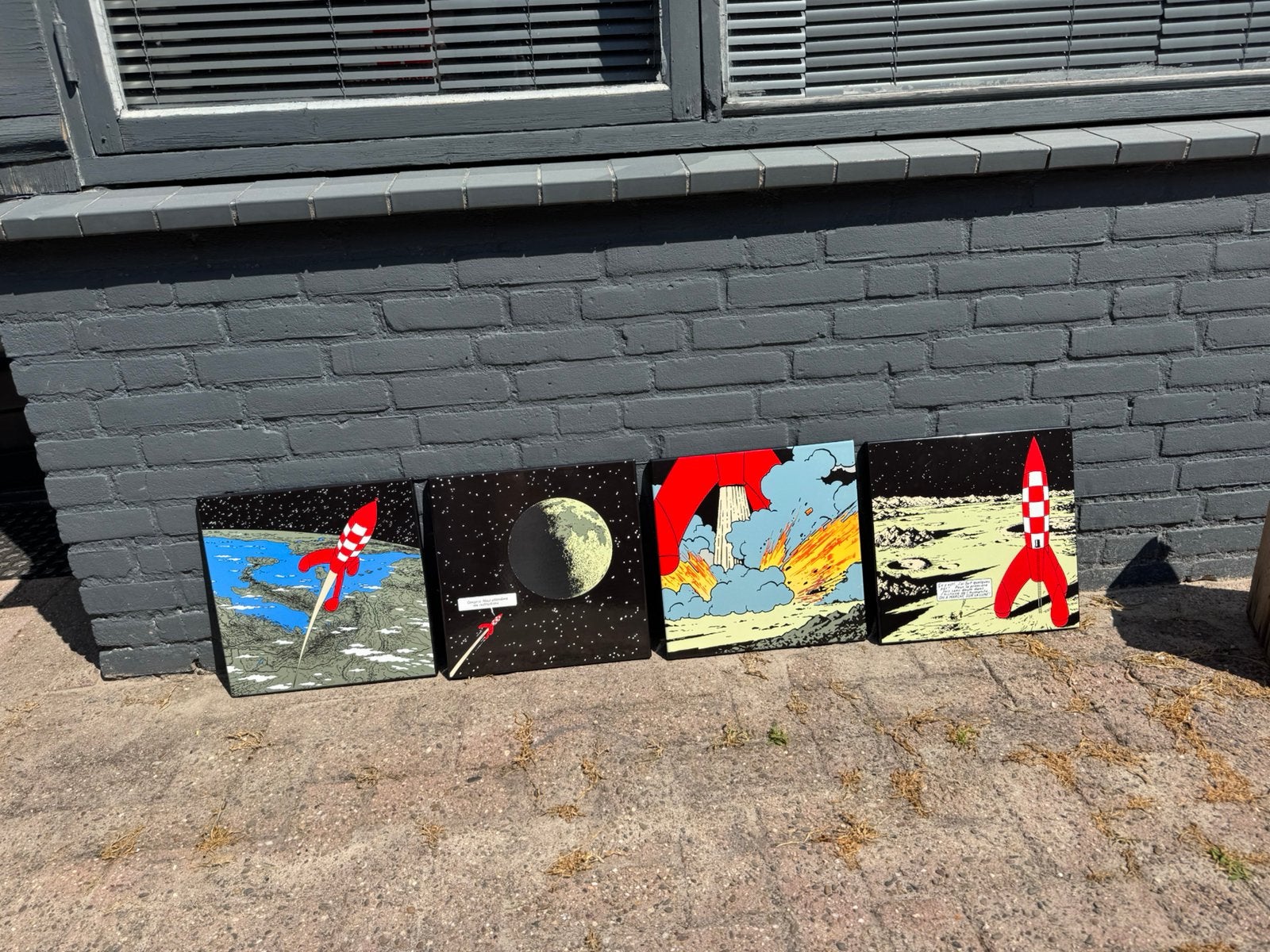 Kuifje Raket emaille reclamebord, Verzamelen, Ophalen, Kuifje, Zo goed als nieuw, Plaatje, Poster of Sticker
