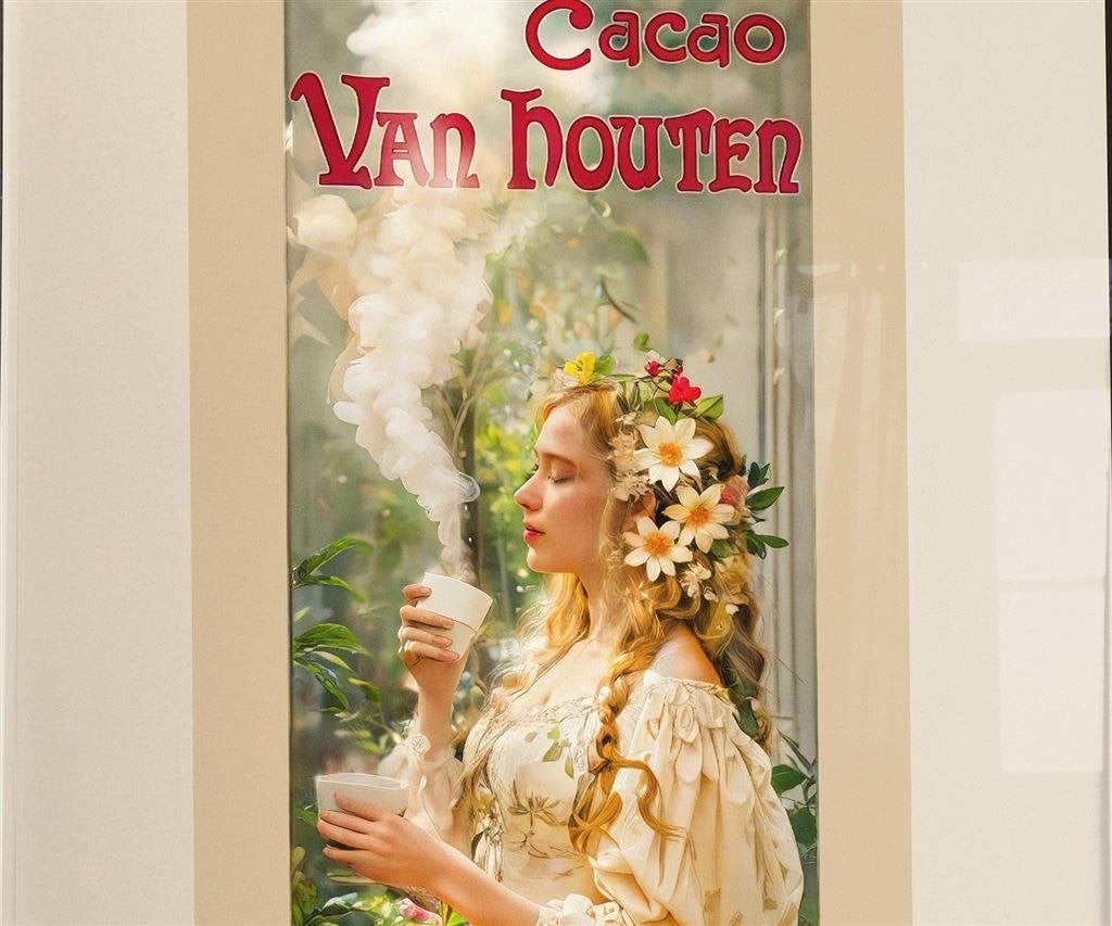 Unieke Cacao van Houten Wereld Art Nouveau dag Print Poster, Verzenden, Nieuw, Reclamebord