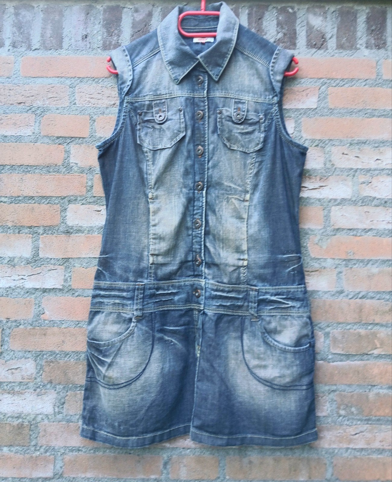 REAL VINTAGE blauw denim distressed minijurkje Only XL/42, Only, Blauw, Maat 42/44 (L), Ophalen of Verzenden