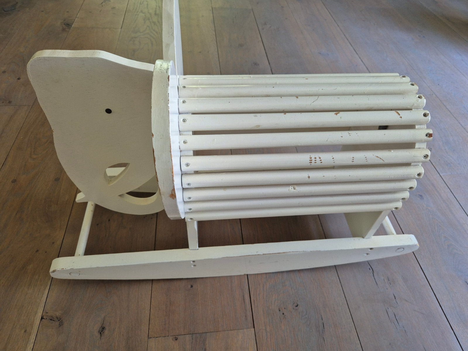 Vintage houten hobbel- olifant, Ophalen, Gebruikt, Jongen of Meisje