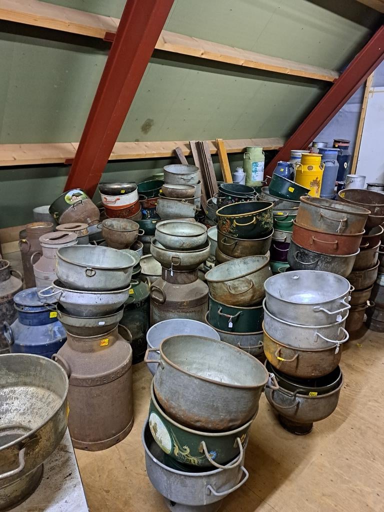 Teems ijzeren melkzeef industrieel, Antiek en Kunst, Ophalen of Verzenden