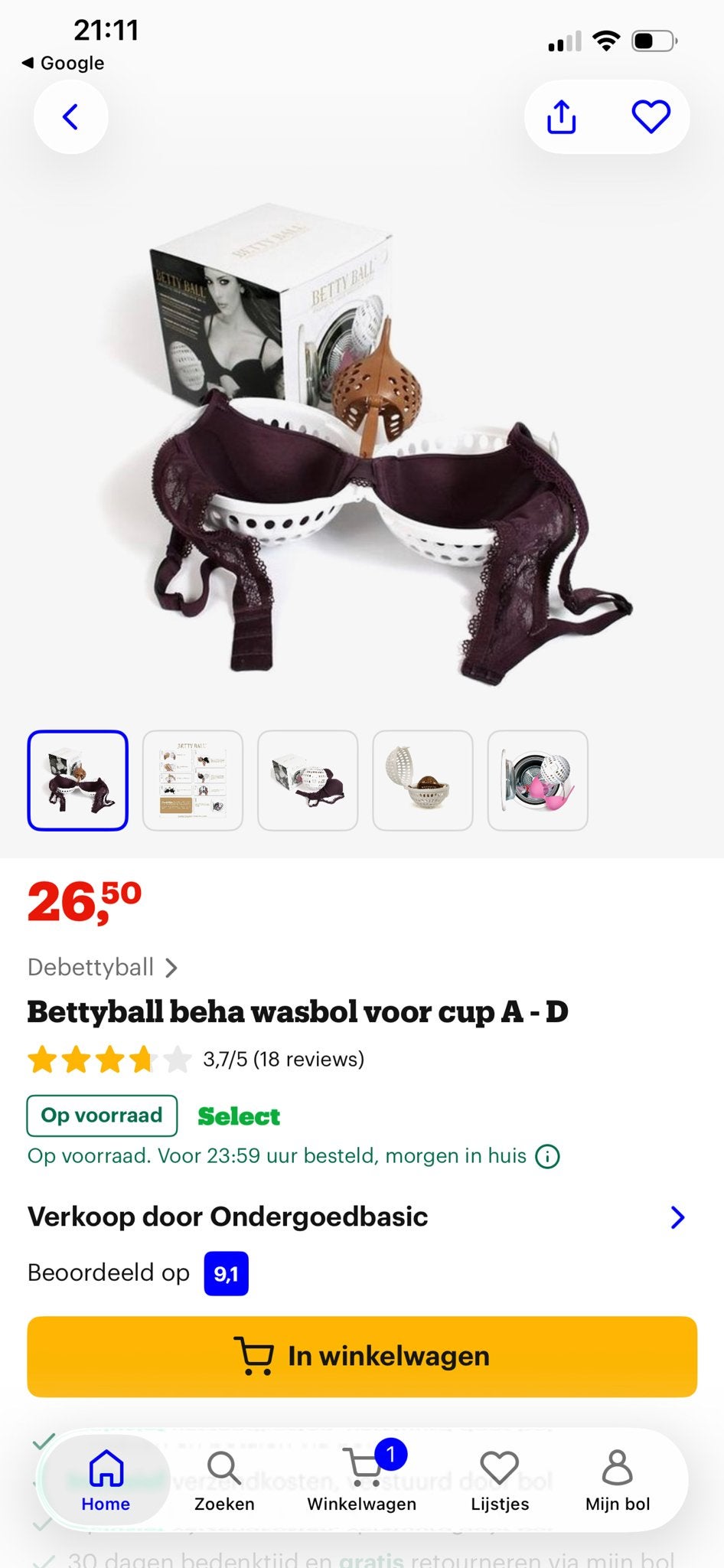 Betty Ball BH Wasbol voor Cup A-D - Bescherm je BH's, Ophalen of Verzenden, Zo goed als nieuw
