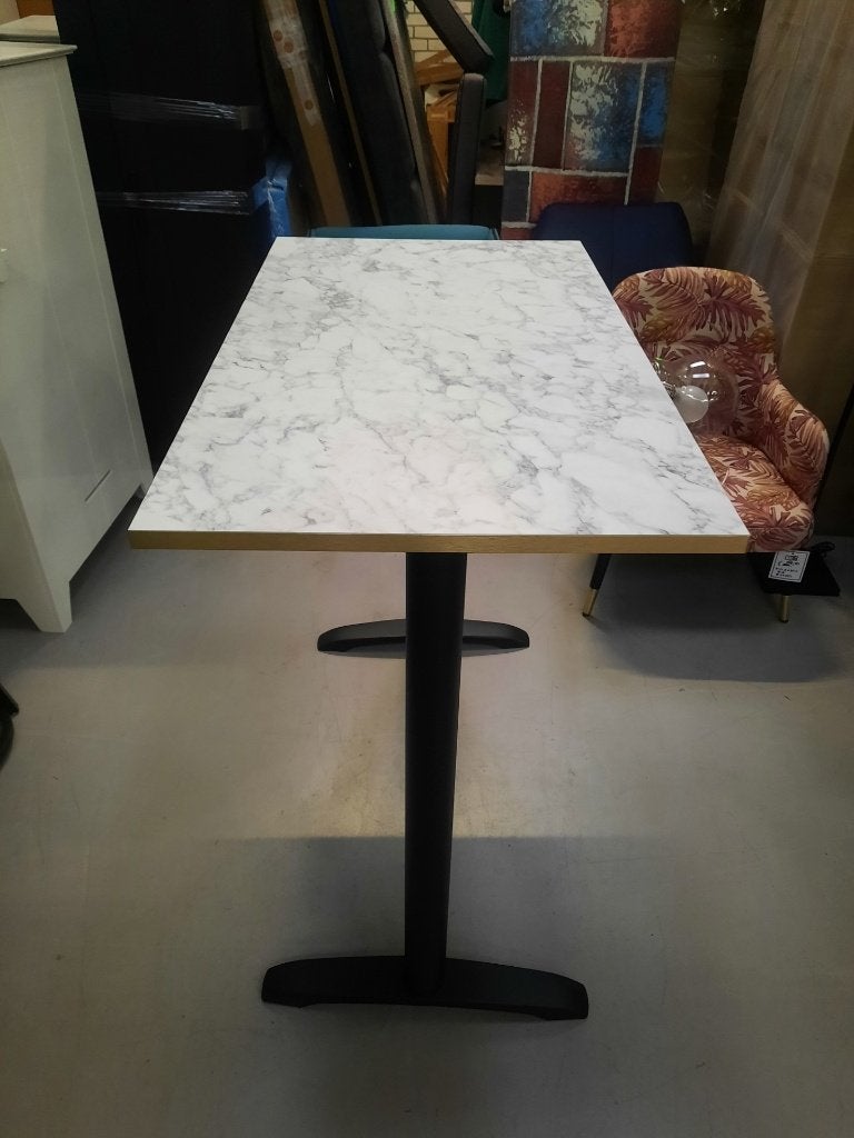 Mooie bartafel statafel metaal marmerlook koper 120x68 cm., Ophalen, 5 krukken of meer, Zo goed als nieuw, 90 cm of meer