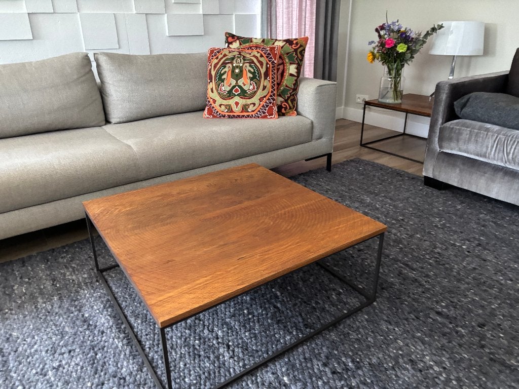 Lintloo log Salontafel, Huis en Inrichting, Tafels | Salontafels, Ophalen, 50 tot 100 cm, Vierkant, Nieuw