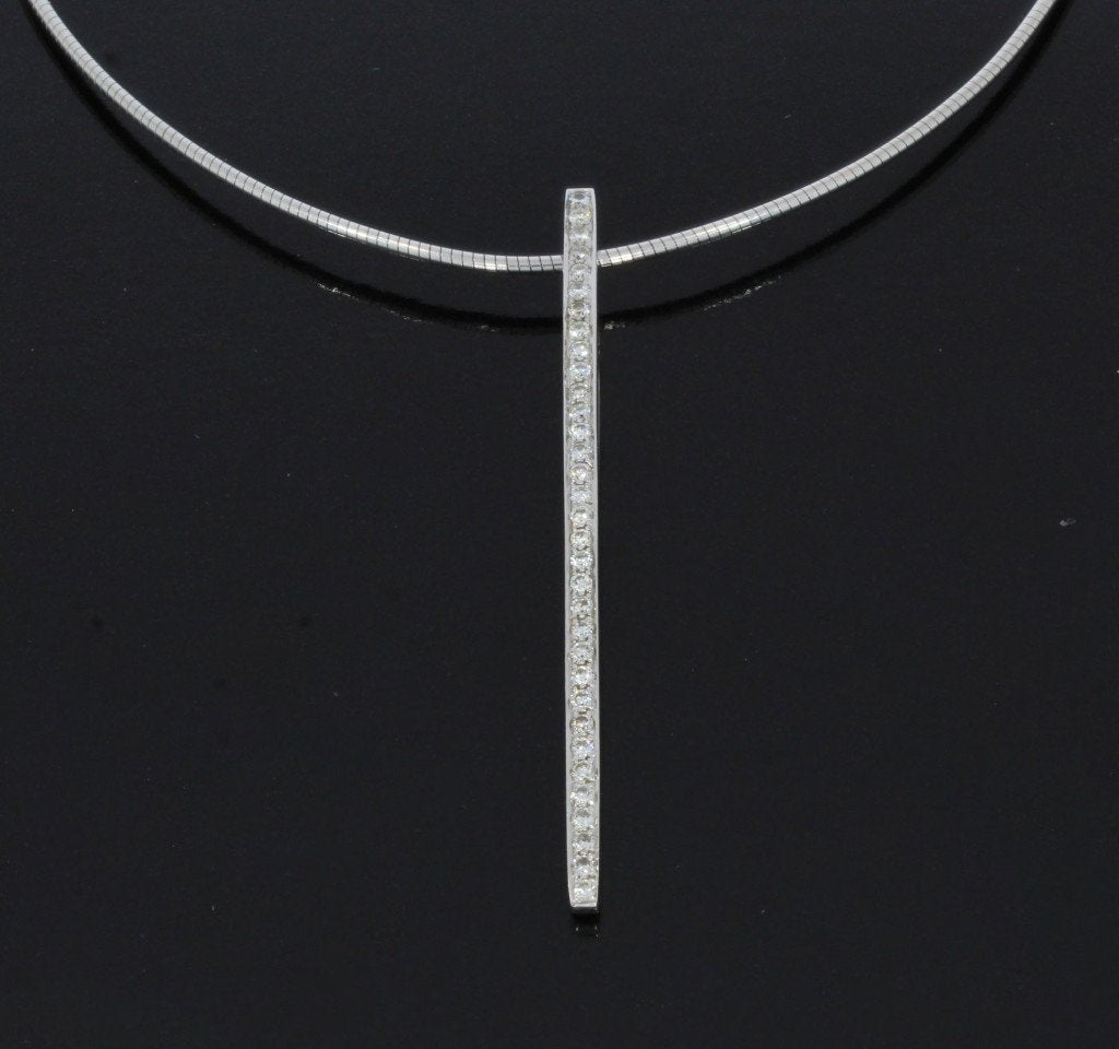34 diamanten 18k gouden ketting hanger fraai design dames, Voordeelsieraden, Verzenden, Zo goed als nieuw, Met edelsteen