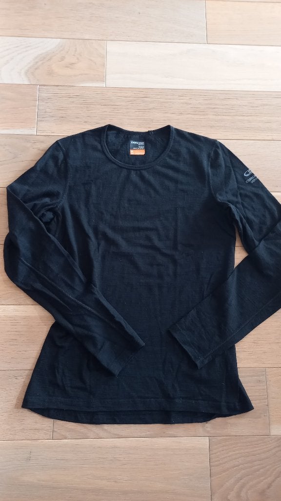 Icebreaker shirt lange mouwen ski ondergoed 100% Merinowol, Maat 38/40 (M), Verzenden, Zwart, Nieuw