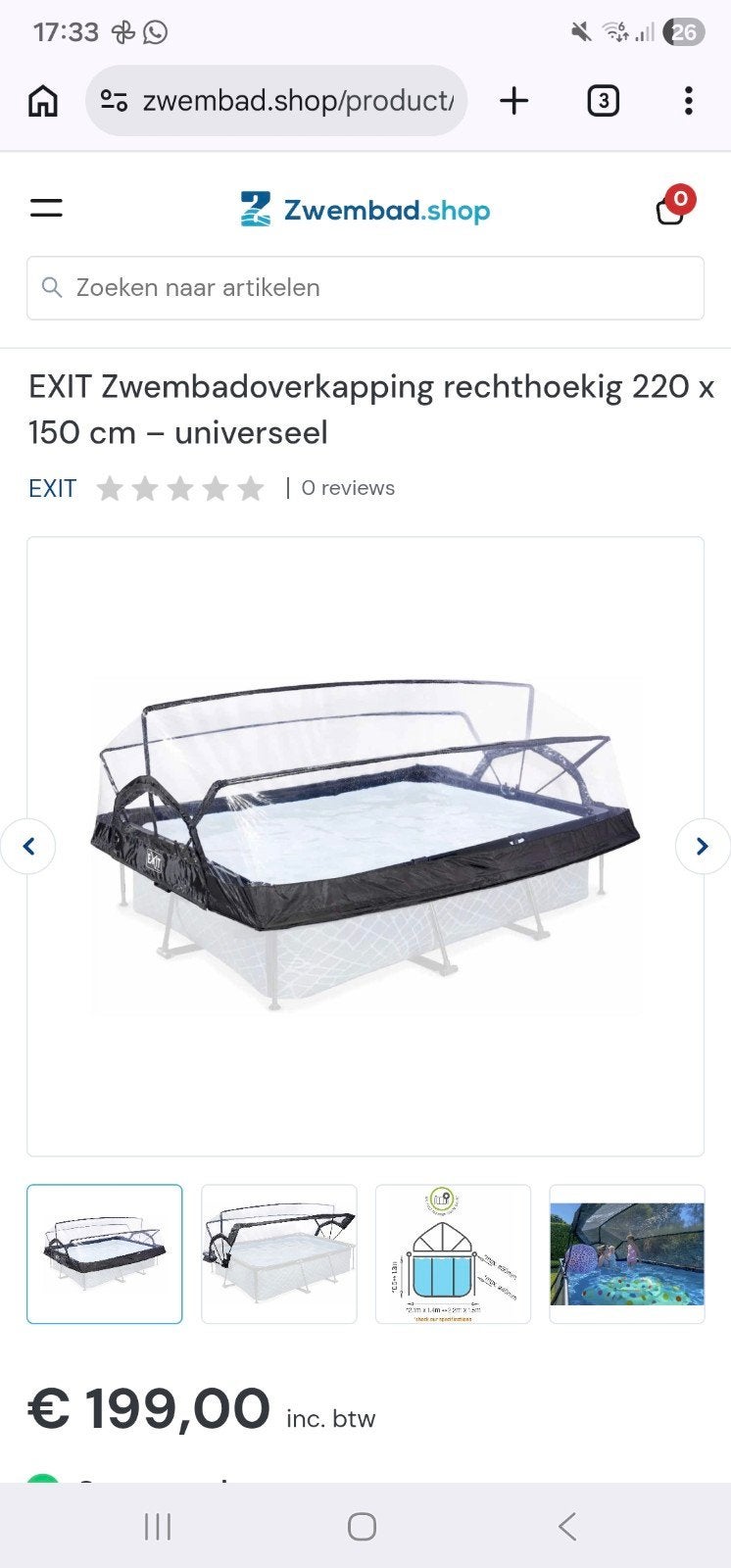 Zwembad koepel 150x200 universeel, Tuin en Terras, Ophalen