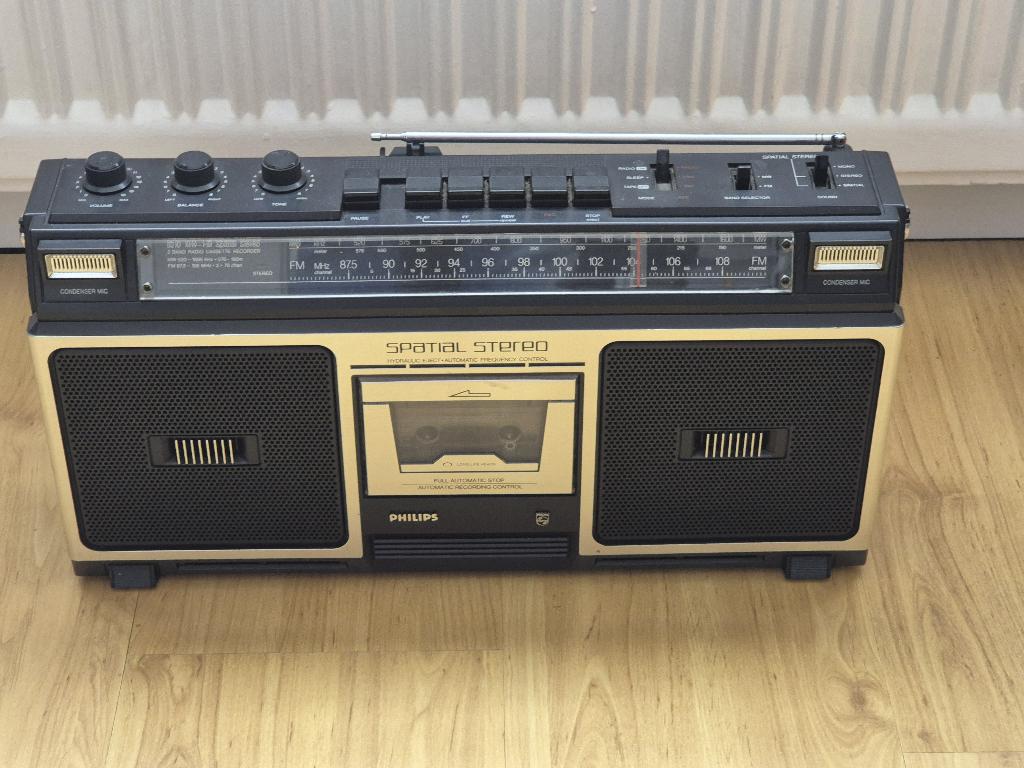 Philips vintage draagbare transistorradio cassette D8210/00, Audio, Tv en Foto, Radio's, Ophalen of Verzenden, Gebruikt, Transistorradio