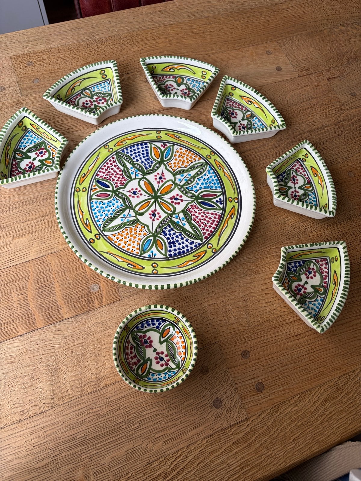 Handgemaakte Tunesische Tapasschaal Set - Keramiek, Overige merken, Keramiek, Ophalen of Verzenden, Overige stijlen