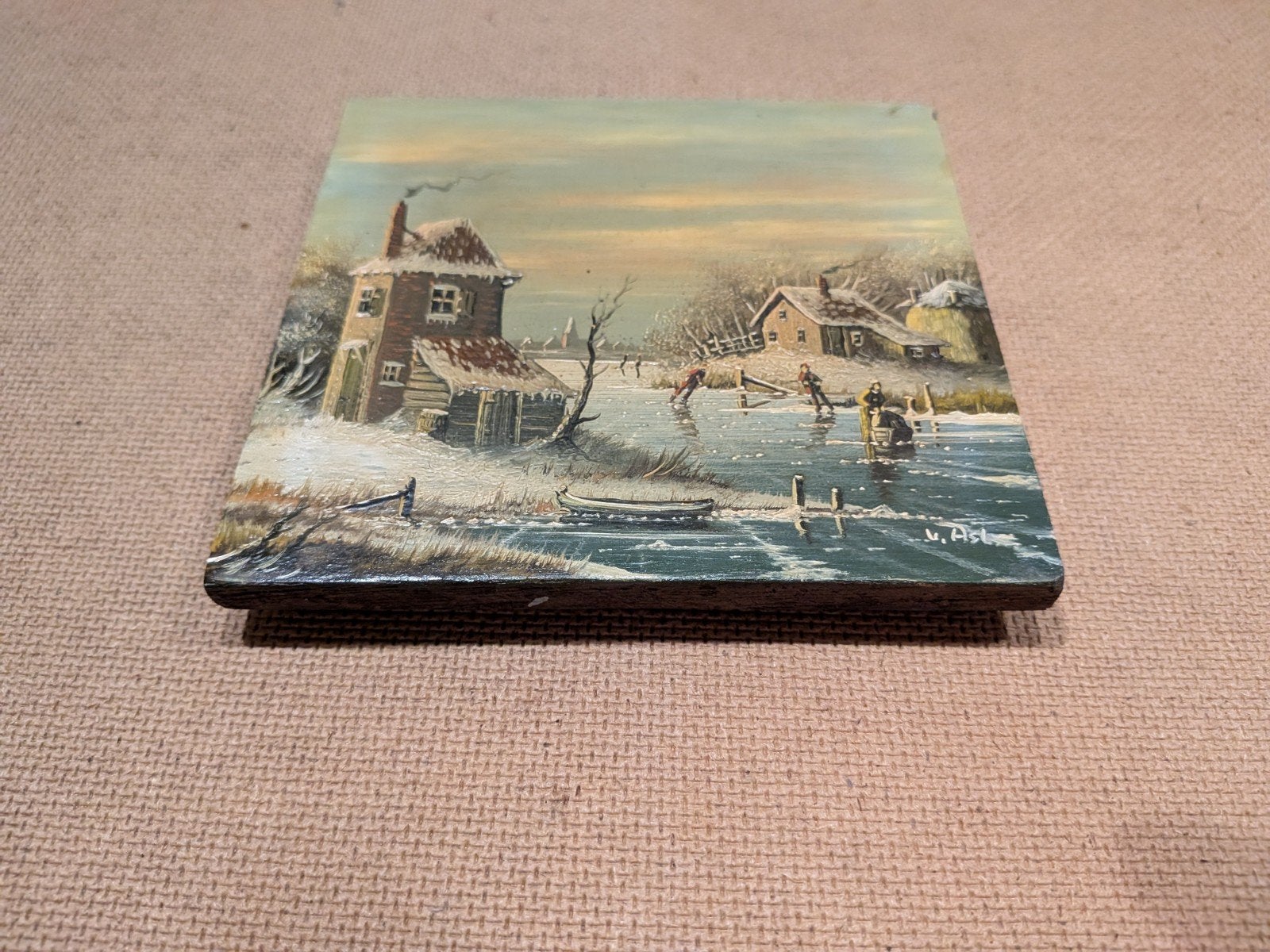 Oud Hollands Winterlandschap Schilderij - Gesigneerd, Ophalen of Verzenden