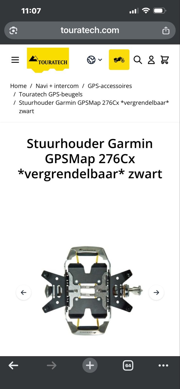 Gevraagd: Touratech Stuurhouder gpsmap 276Cx, Motoren, Ophalen of Verzenden, Gebruikt