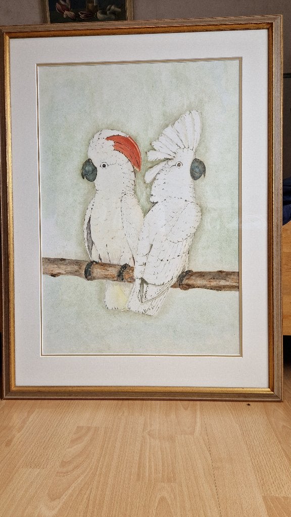 groot handgemaakt schilderij Molukken & Witkuif ALBA Kaketoe, Meerdere dieren, Papegaai