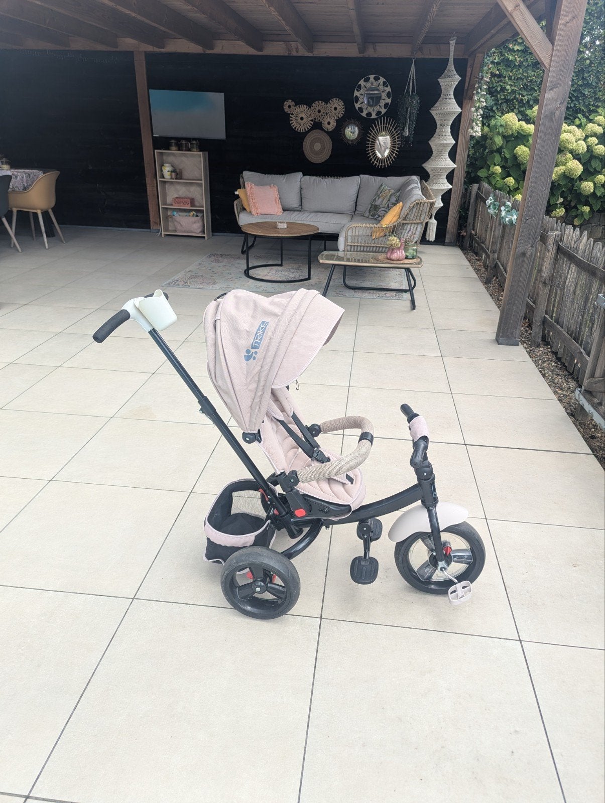 Lorelli tricycle 4in1 driewieler met duwstang taupe, Ophalen, Duwvoertuig