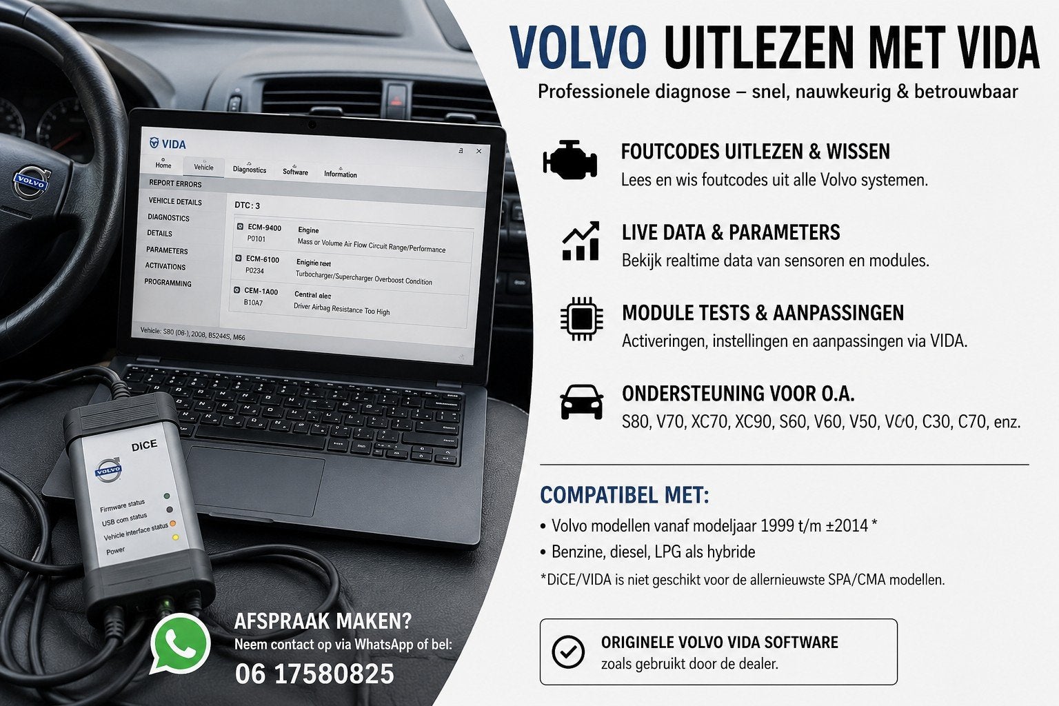 VOLVO UITLEZEN MET VIDA + DiCE OBD , DIAGNOSE, Ophalen of Verzenden