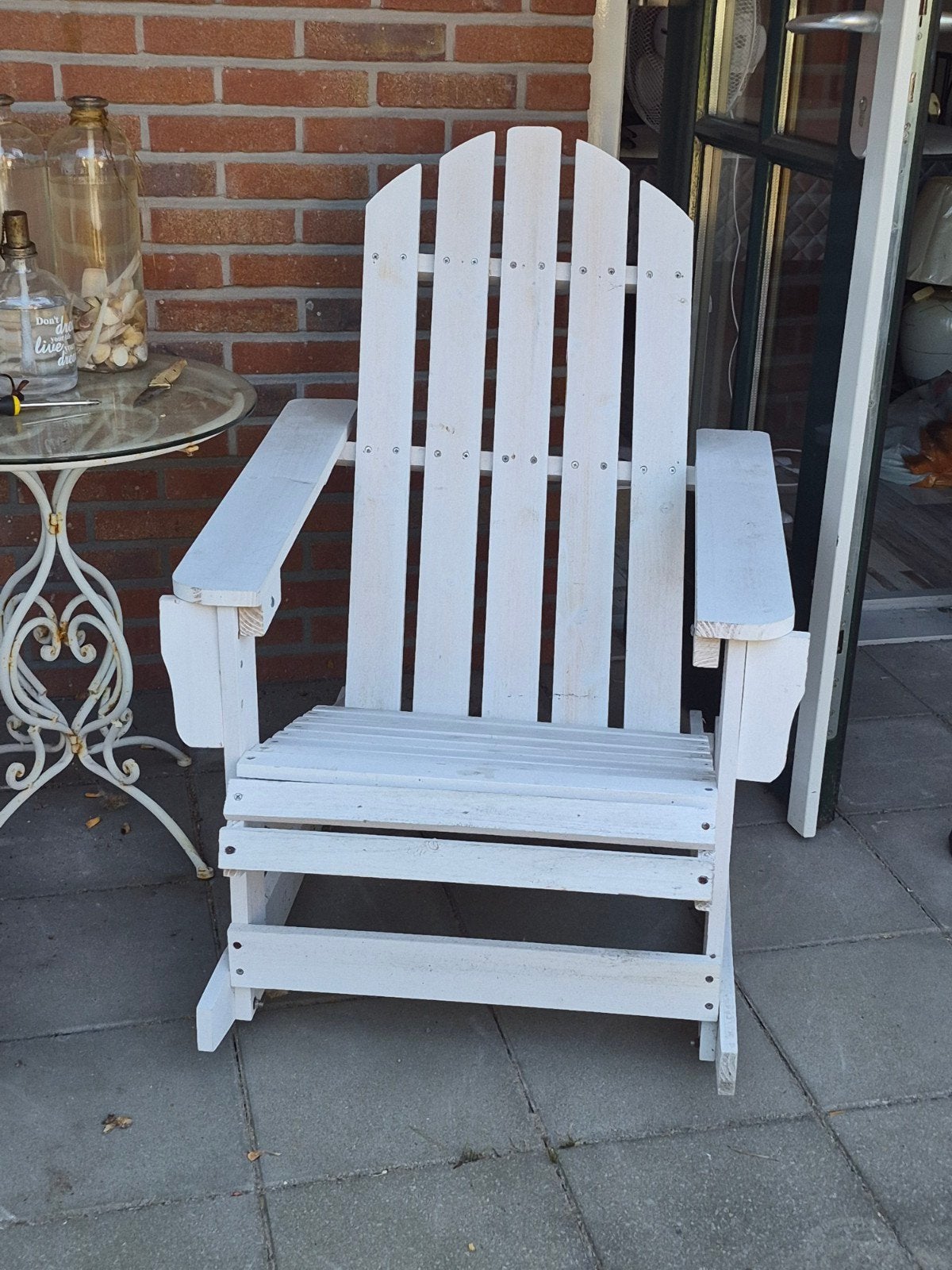 Twee witte Adirondack stoelen, Tuin en Terras, Tuinstoelen, Ophalen, Gebruikt, Hout
