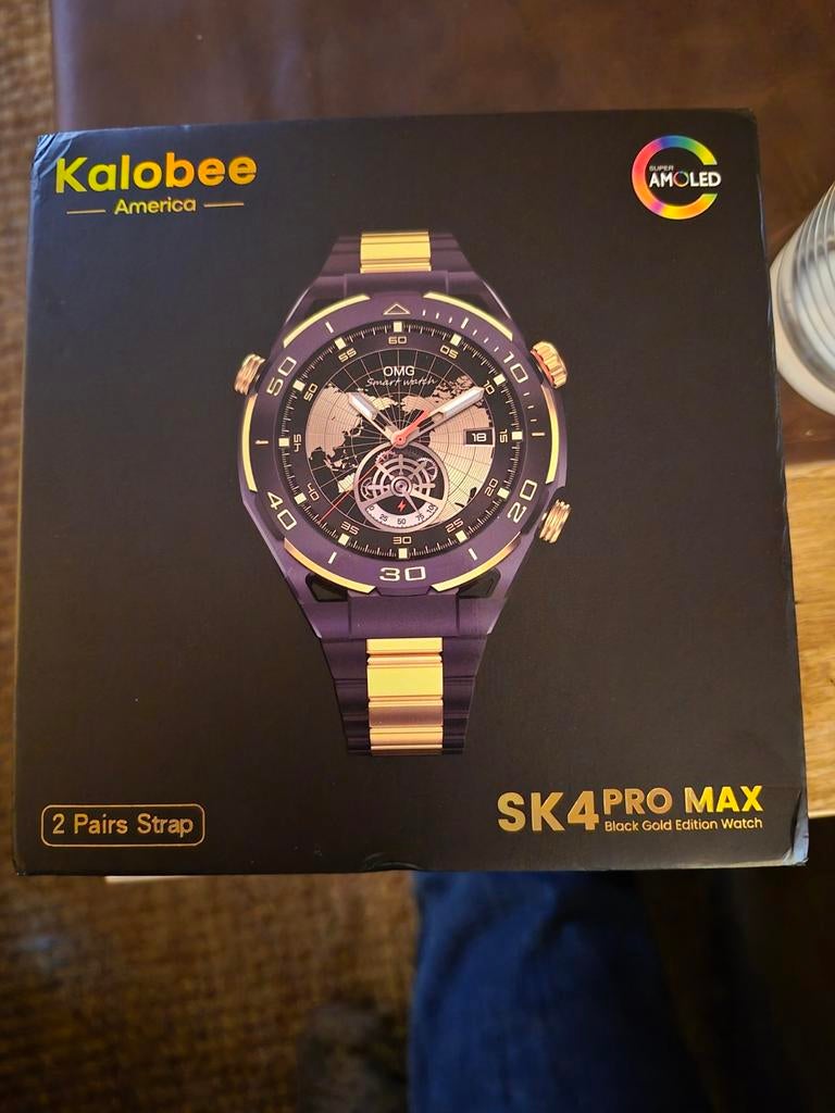 Kalobee SK4 Pro Max Smartwatch - Zwart/Goud, Ophalen, Zwart, Waterdicht, Stappen