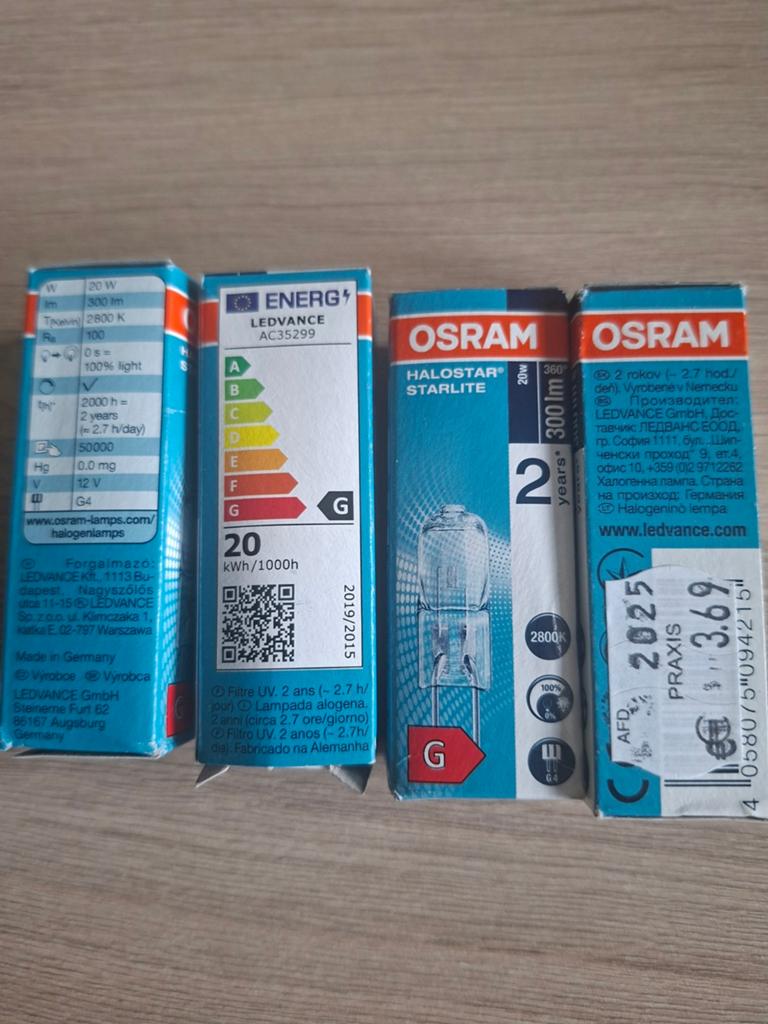 Nieuw 4st OSRAM HALOSTAR STARLITE G4 Halogeenlampen 20W, Ophalen of Verzenden