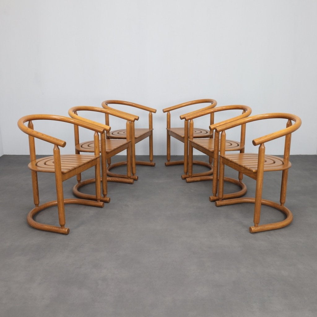 Allmilmö Bentwood Eetkamerstoelen Jaren 80 Set 6, Huis en Inrichting, Stoelen, Ophalen, Bruin, Zo goed als nieuw, Vijf, Zes of meer stoelen