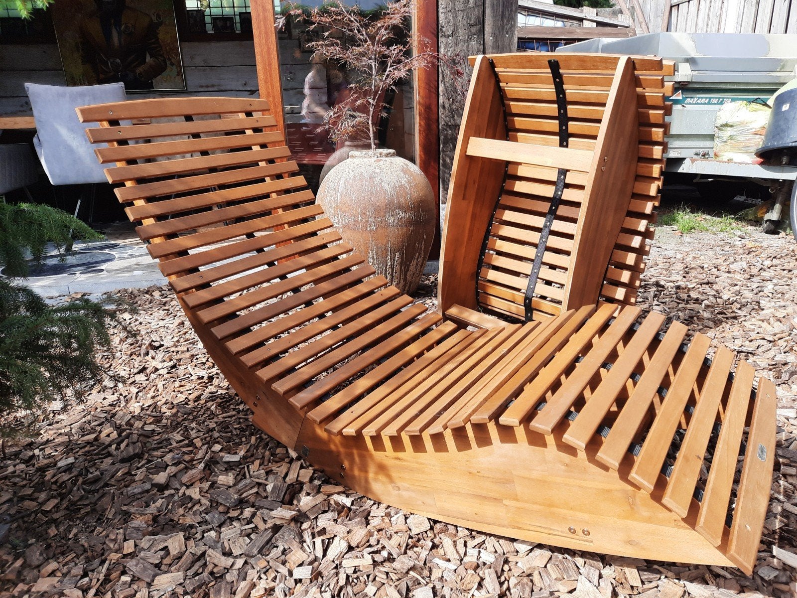 CASARIA® Java acaciahout ligbedden/schommelstoelen, Tuin en Terras, Ophalen, Zo goed als nieuw, Hout, Inklapbaar