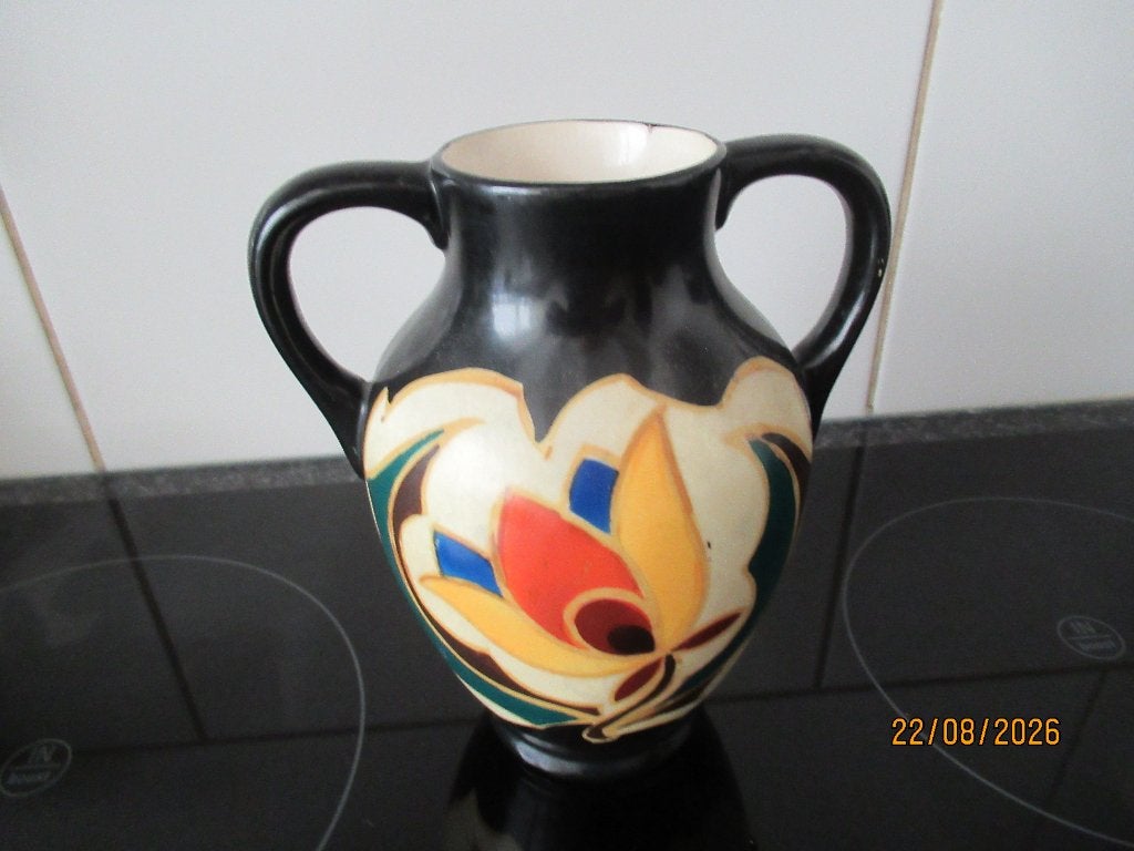 OUD PLATEEL VAASJE- ELJECO HOLLAND door GOUDA PLATEEL-C1935, Antiek en Kunst, Antiek | Keramiek en Aardewerk, Ophalen of Verzenden