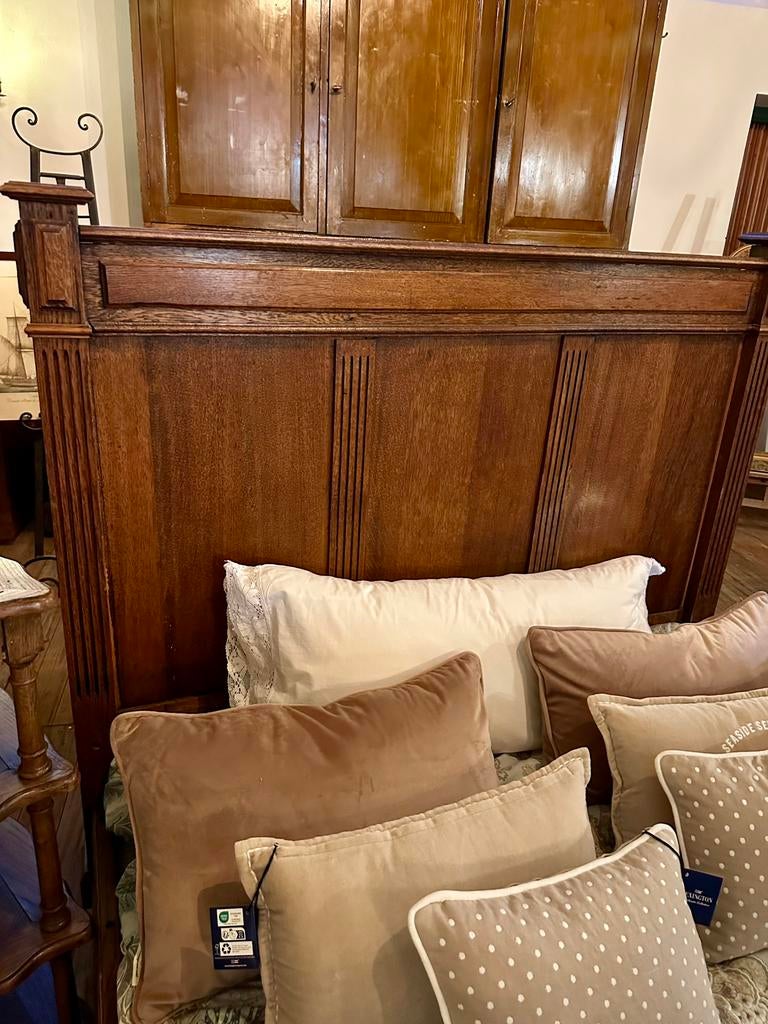 Prachtig houten twijffelaar bed, met lattenbodem, landelijk, Ophalen, 90 cm, Eenpersoons, Bruin