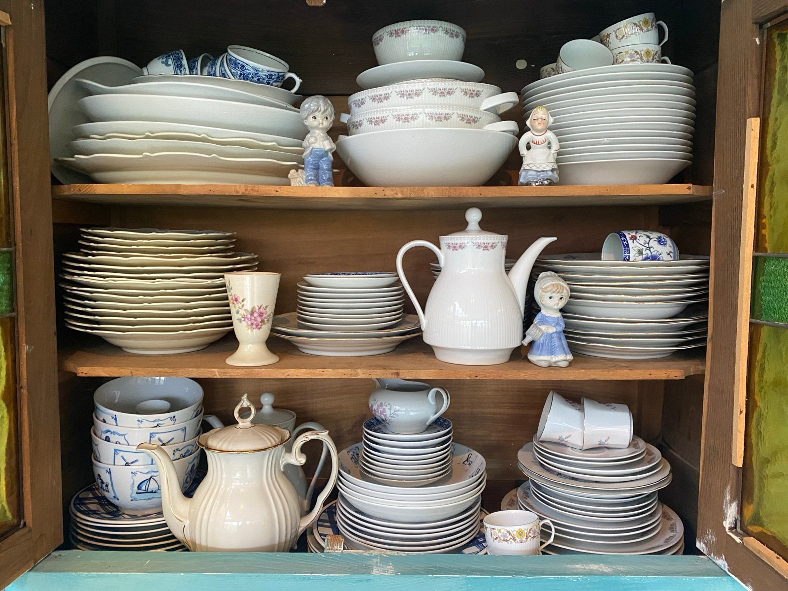 Grote partij gemengd servies voor high tea of etagères, Ophalen, Gebruikt, Vintage, Porselein