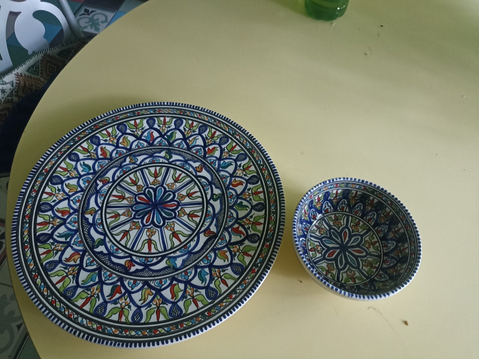 Handgemaakt Tunesisch Servies: Bord en Kom, Ophalen, Keramiek, Zo goed als nieuw, Bord(en)