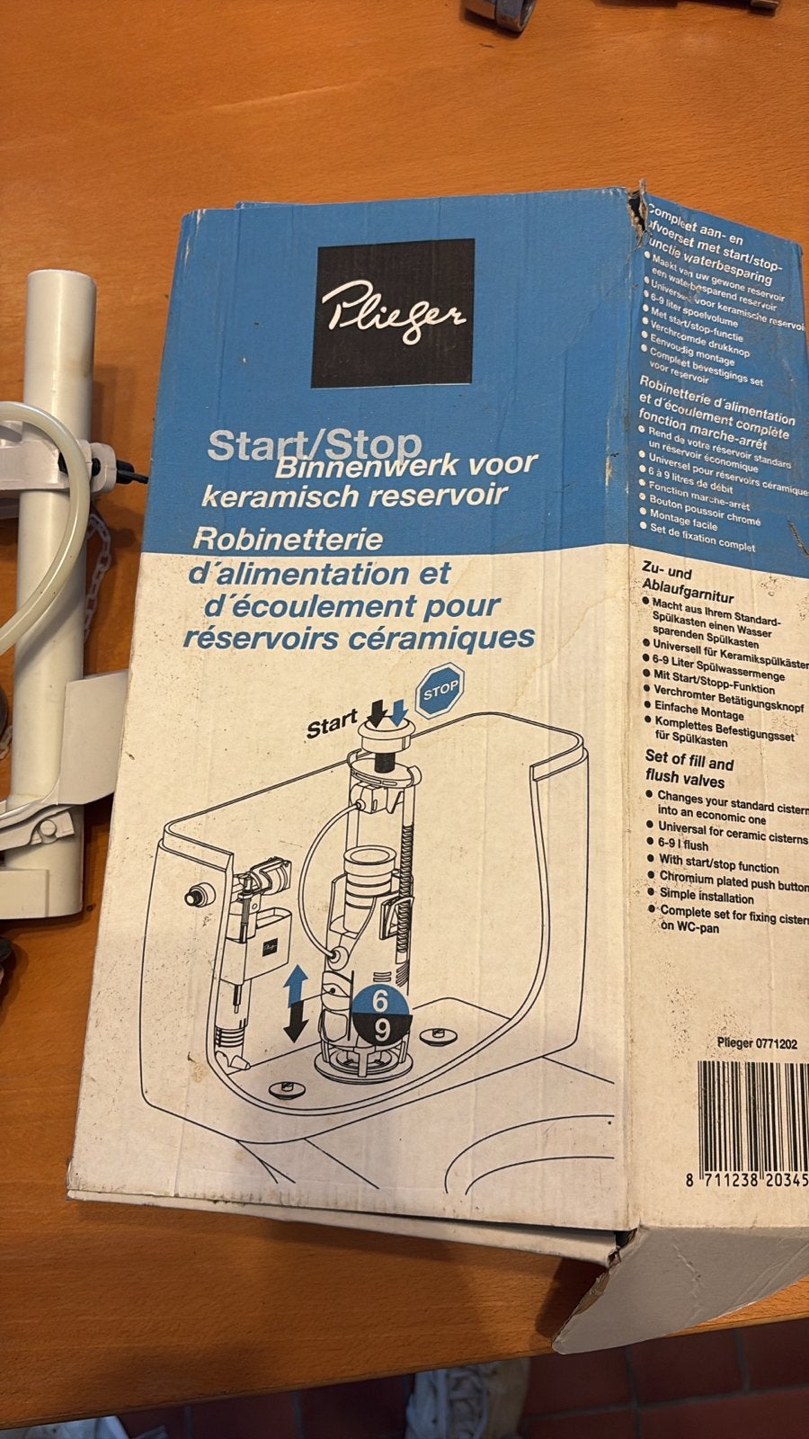 Plieger Start/Stop Binnenwerk voor keramisch reservoir, Ophalen, Nieuw, Chroom, Toilet
