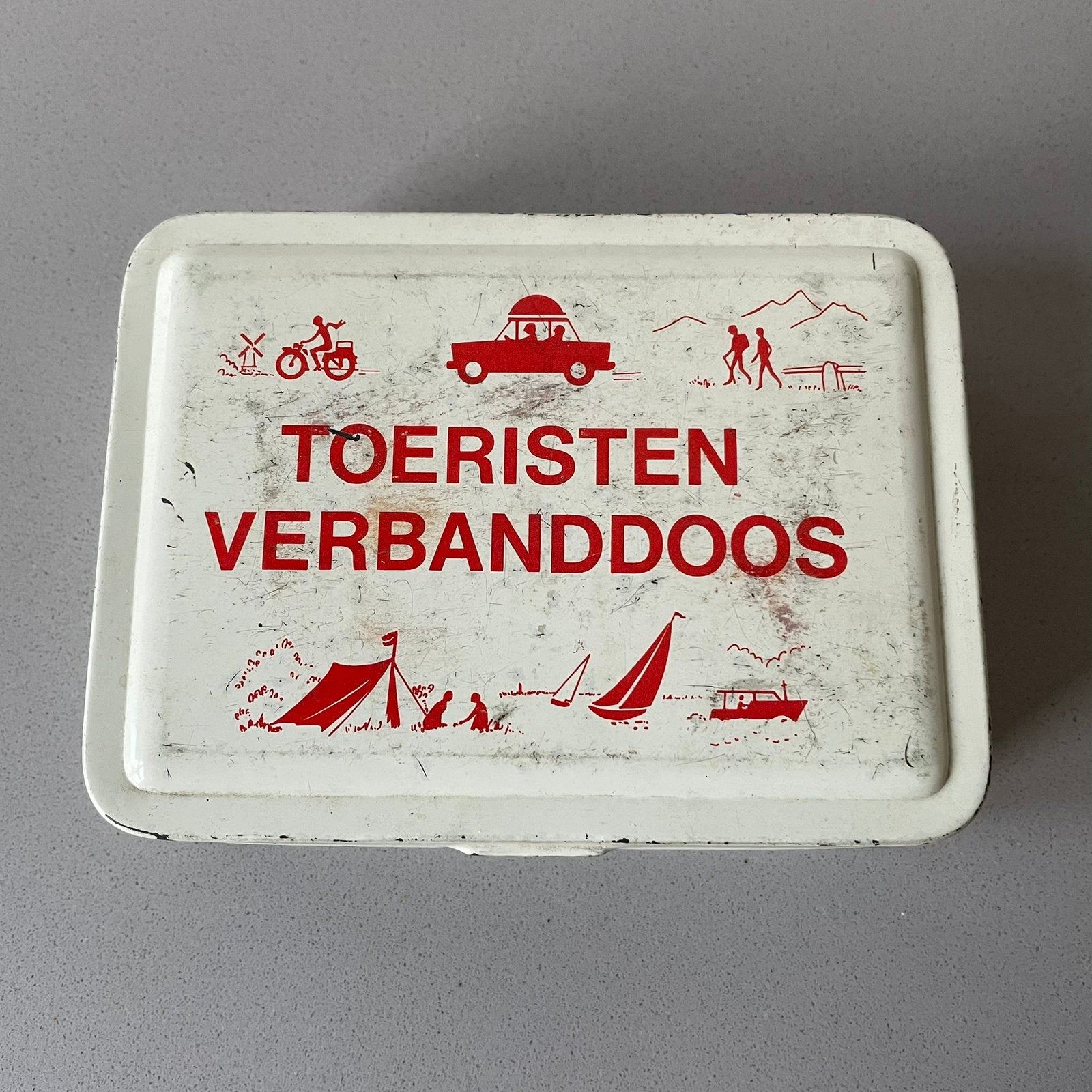 Vintage Toeristen Verbanddoos - Complete EHBO Kit, Ophalen of Verzenden, Zo goed als nieuw