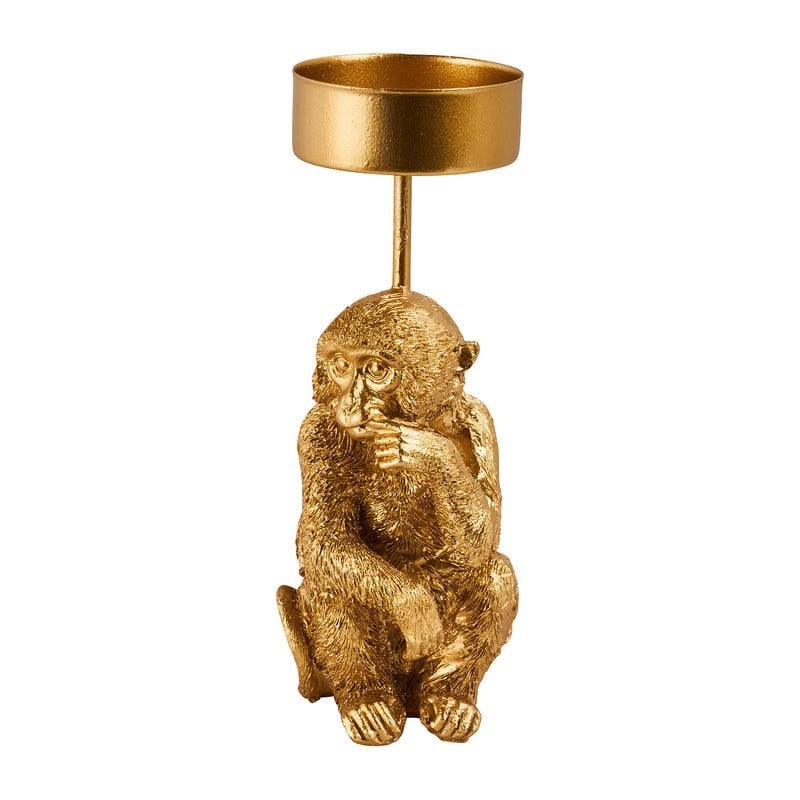 Gouden waxinelichthouder aap decoratie interieur, Overige materialen, Waxinelichthouder, Ophalen of Verzenden, Zo goed als nieuw