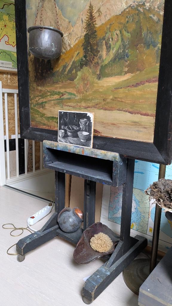 Studio schildersezel zwart robuust hout, Hobby en Vrije tijd, Schilderen, Ophalen, Gebruikt, Ezel